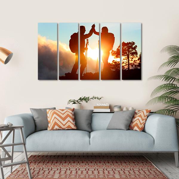 Hikers High Five Canvas Wall Art-5 Horizontal-Gallery Wrap-22&quot; x 12&quot;-Tiaracle