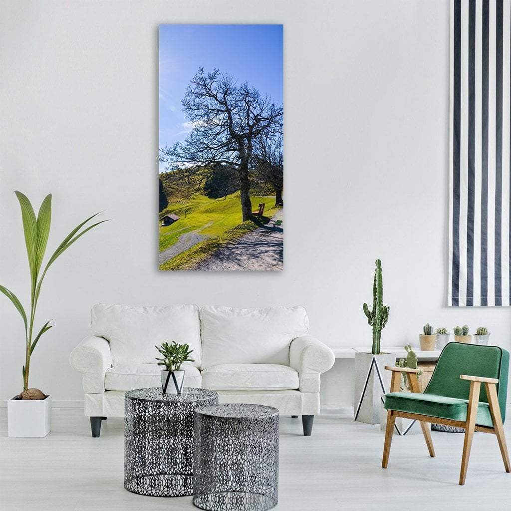 Hiking In Mountain Meadow Vertical Canvas Wall Art-3 Vertical-Gallery Wrap-12" x 25"-Tiaracle