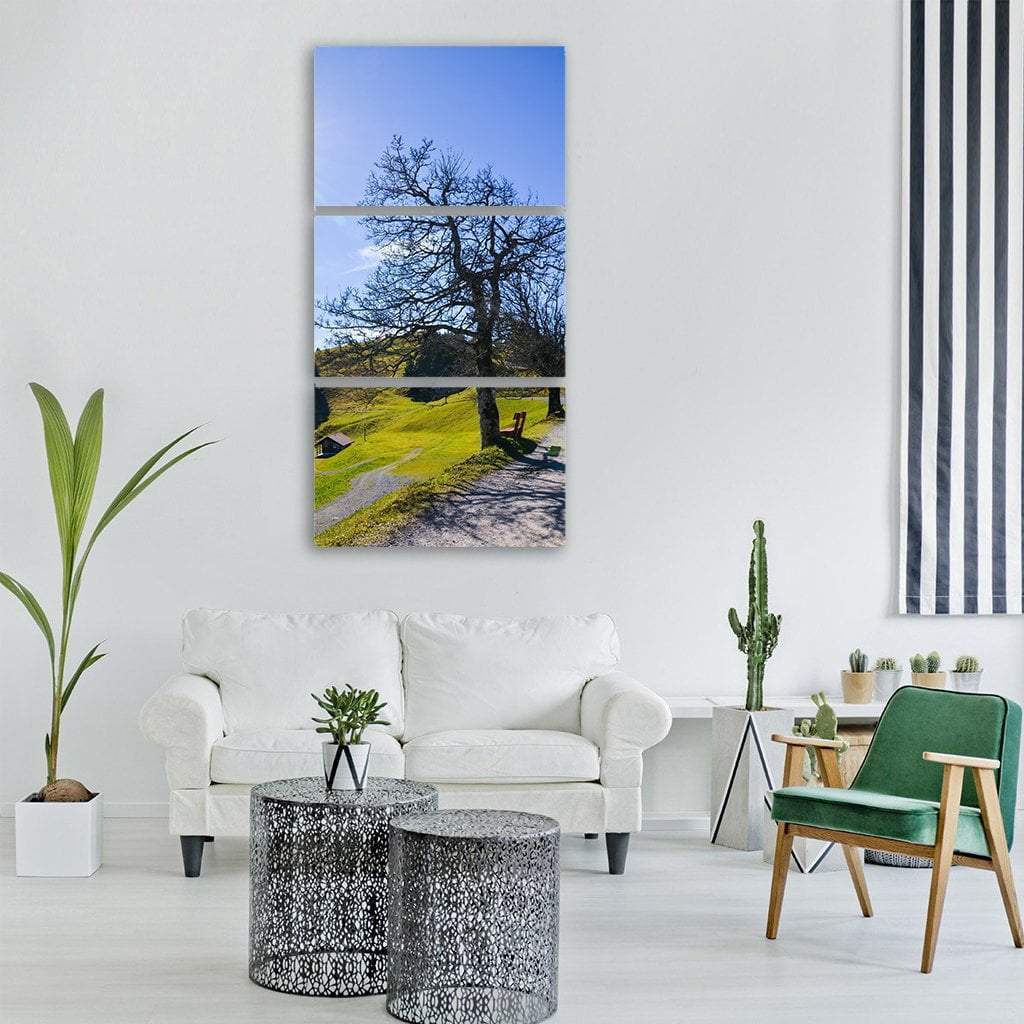 Hiking In Mountain Meadow Vertical Canvas Wall Art-3 Vertical-Gallery Wrap-12" x 25"-Tiaracle