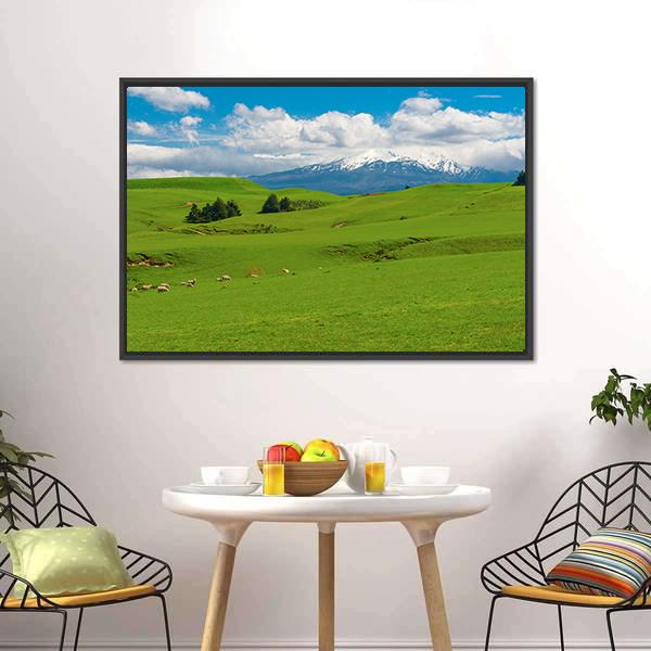 Hill covered By Green Grass Canvas Wall Art-3 Horizontal-Gallery Wrap-25" x 16"-Tiaracle