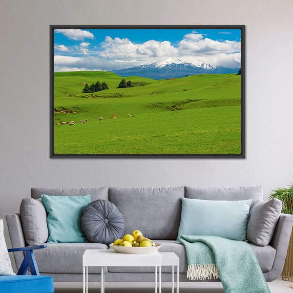Hill covered By Green Grass Canvas Wall Art-3 Horizontal-Gallery Wrap-25" x 16"-Tiaracle