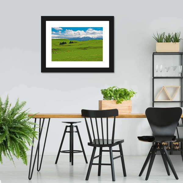 Hill covered By Green Grass Canvas Wall Art-3 Horizontal-Gallery Wrap-25" x 16"-Tiaracle
