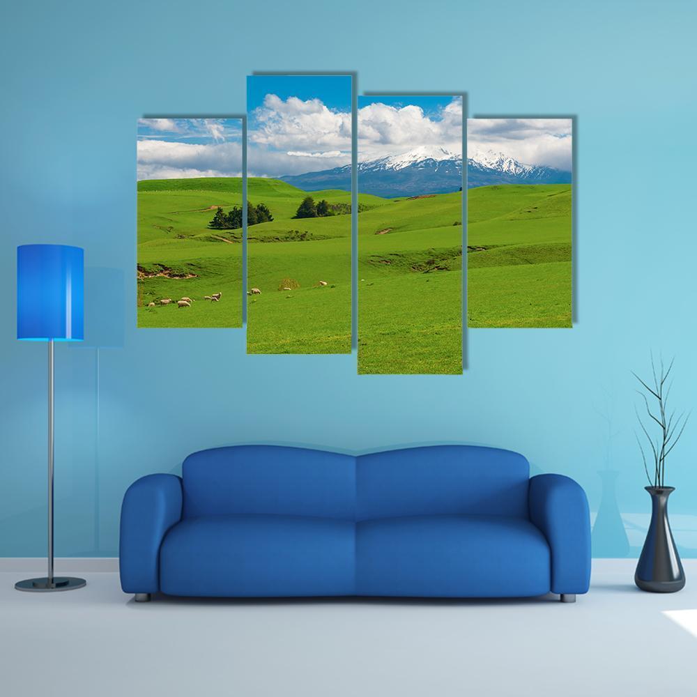 Hill covered By Green Grass Canvas Wall Art-4 Pop-Gallery Wrap-50" x 32"-Tiaracle