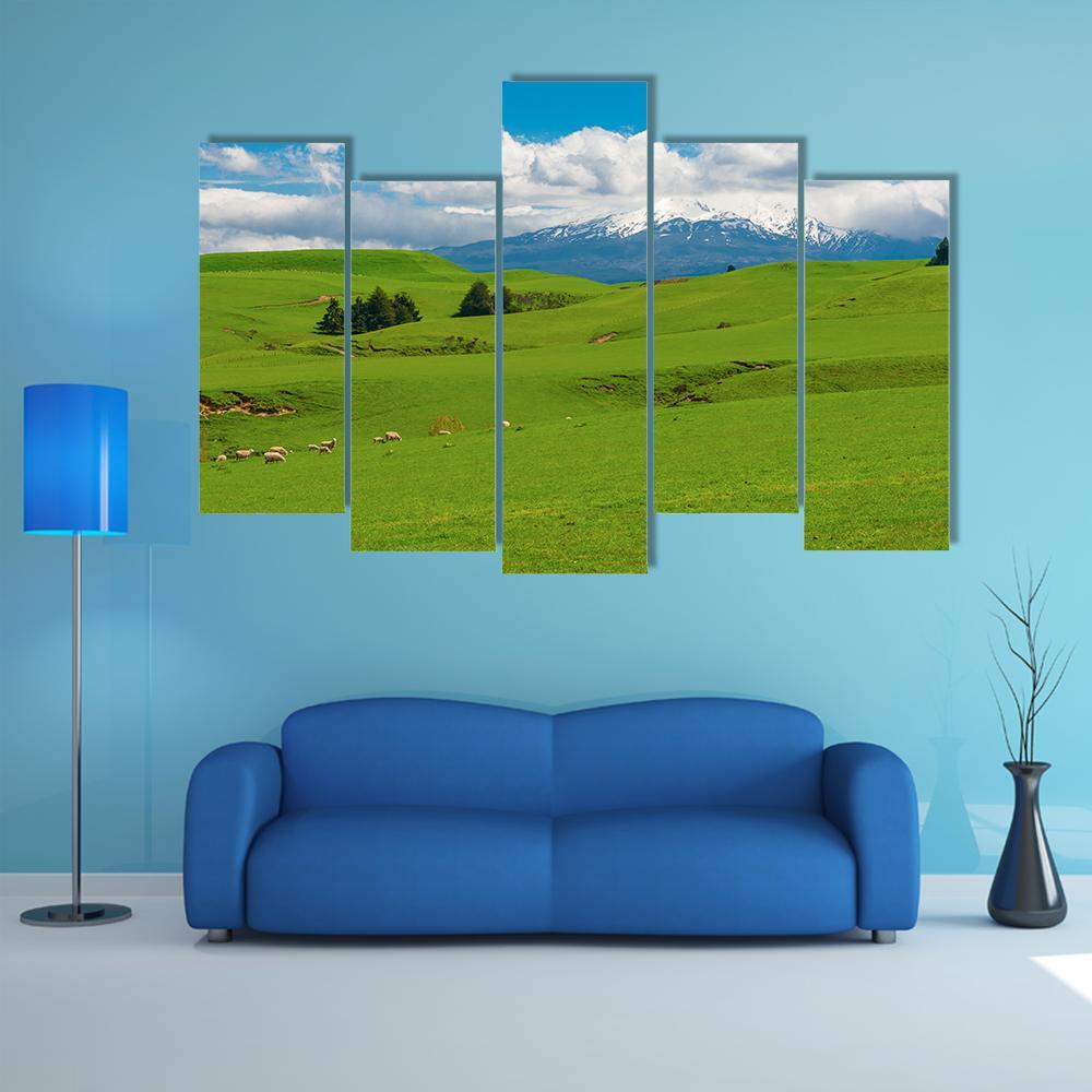 Hill covered By Green Grass Canvas Wall Art-5 Pop-Gallery Wrap-47" x 32"-Tiaracle