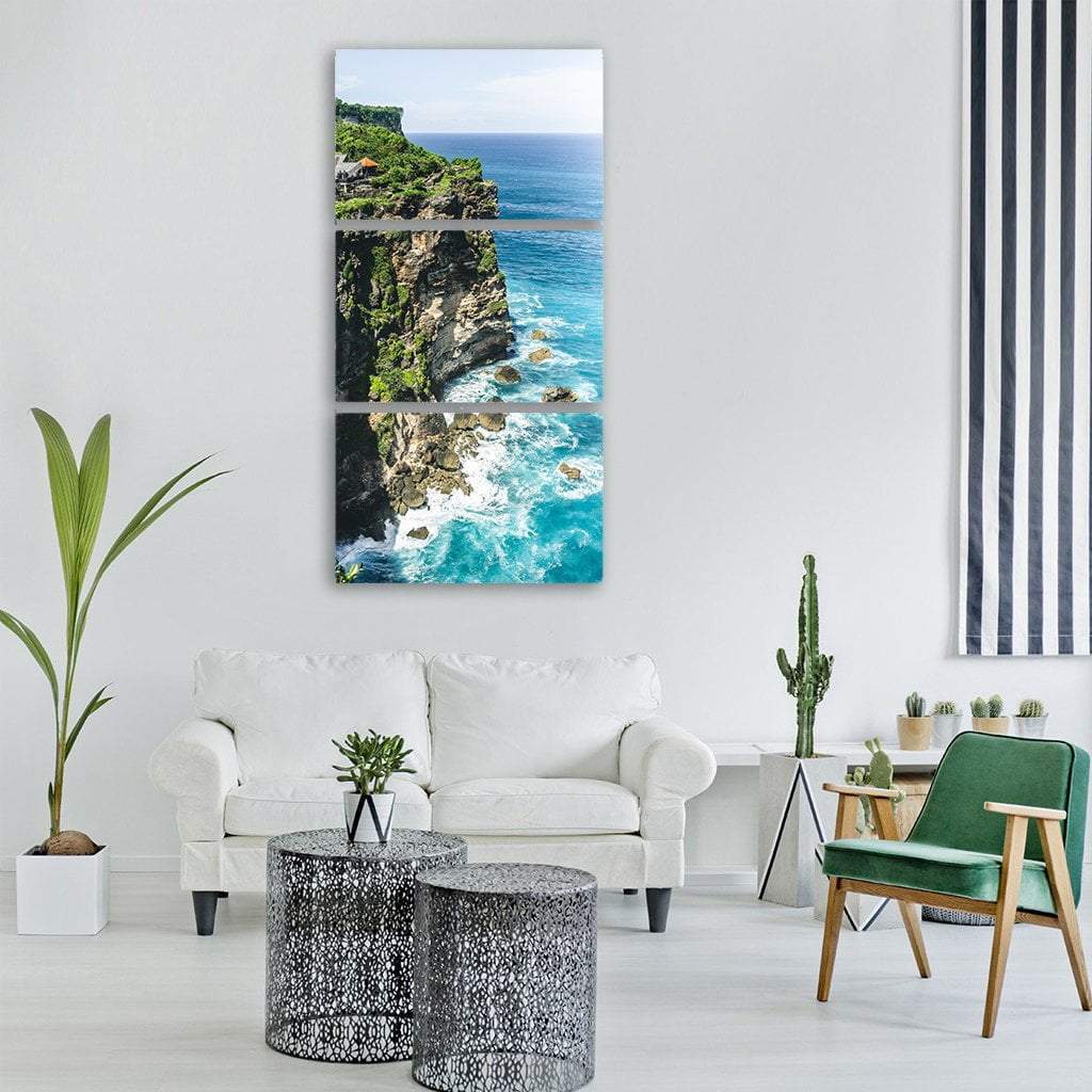 Hill Highland With Sea Coast Water Vertical Canvas Wall Art-3 Vertical-Gallery Wrap-12" x 25"-Tiaracle