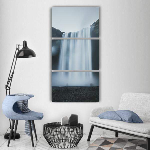 Hill Rocks Mountain Waterfall Vertical Canvas Wall Art-3 Vertical-Gallery Wrap-12" x 25"-Tiaracle