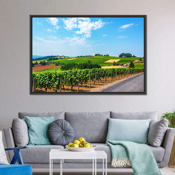 Hills Covered In Vineyards Canvas Wall Art-3 Horizontal-Gallery Wrap-25" x 16"-Tiaracle