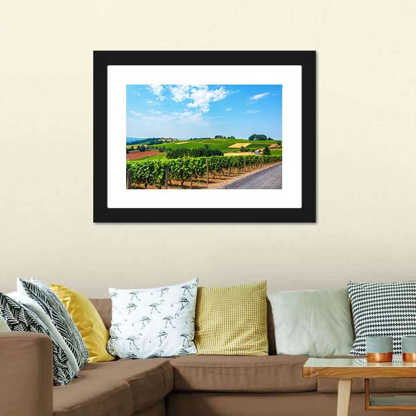 Hills Covered In Vineyards Canvas Wall Art-3 Horizontal-Gallery Wrap-25" x 16"-Tiaracle