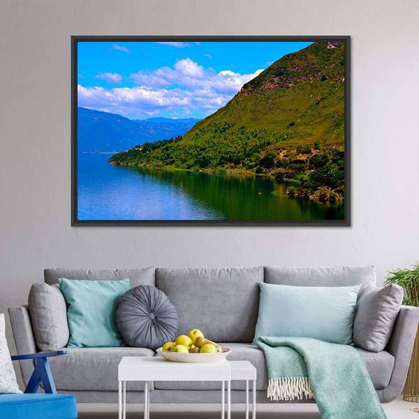Hills Surrounding Lake Atitlan Canvas Wall Art-3 Horizontal-Gallery Wrap-25" x 16"-Tiaracle