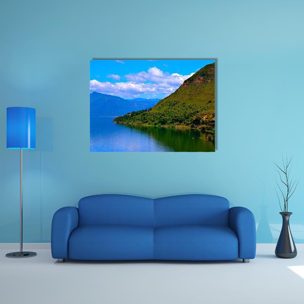 Hills Surrounding Lake Atitlan Canvas Wall Art-1 Piece-Gallery Wrap-48" x 32"-Tiaracle
