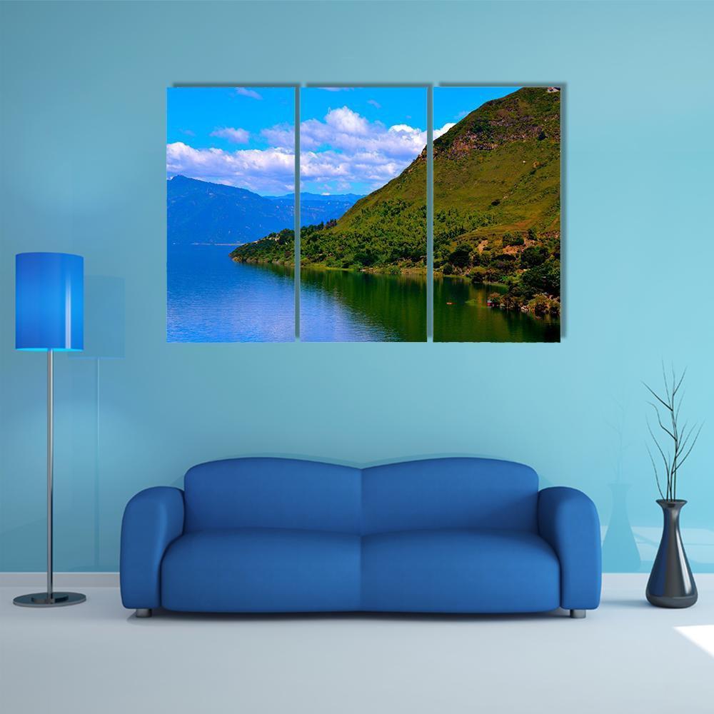 Hills Surrounding Lake Atitlan Canvas Wall Art-3 Horizontal-Gallery Wrap-37" x 24"-Tiaracle