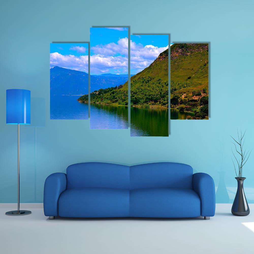 Hills Surrounding Lake Atitlan Canvas Wall Art-4 Pop-Gallery Wrap-50" x 32"-Tiaracle