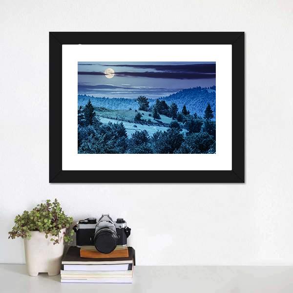 Hillside Meadow In Moon Light Vertical Canvas Wall Art-3 Vertical-Gallery Wrap-12" x 25"-Tiaracle