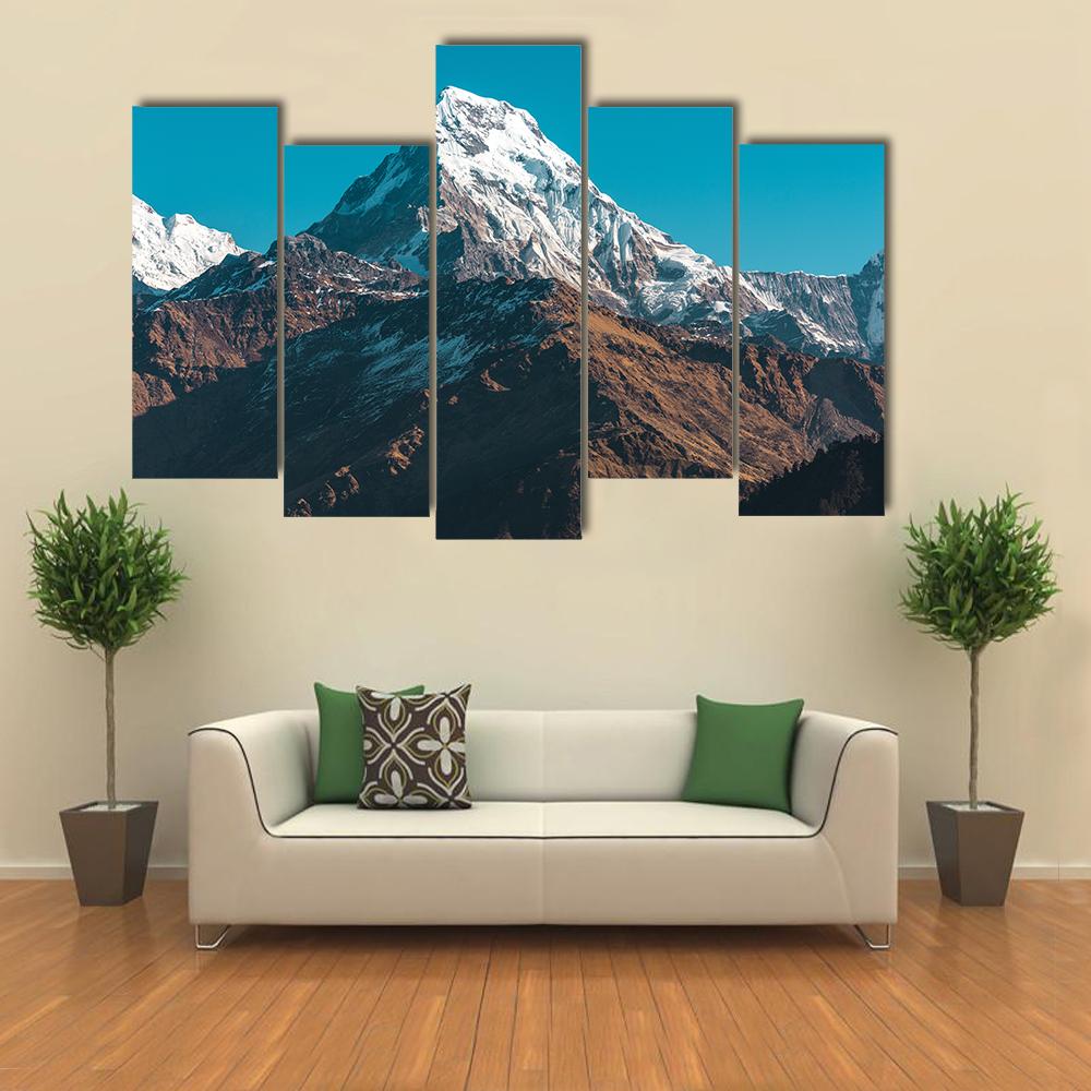Himalaya Mountains Nepal Canvas Wall Art-5 Pop-Gallery Wrap-32" x 21"-Tiaracle