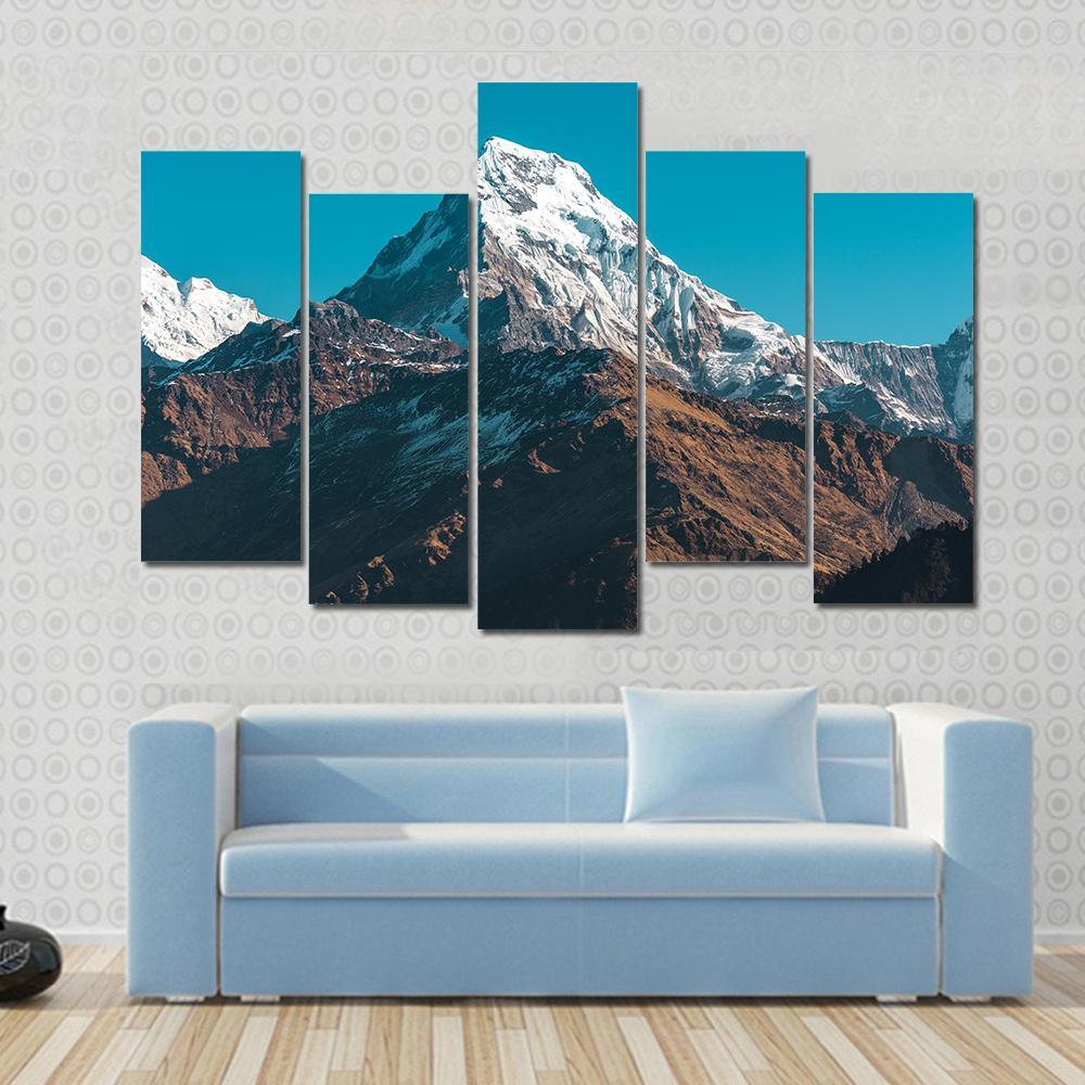 Himalaya Mountains Nepal Canvas Wall Art-5 Pop-Gallery Wrap-47" x 32"-Tiaracle