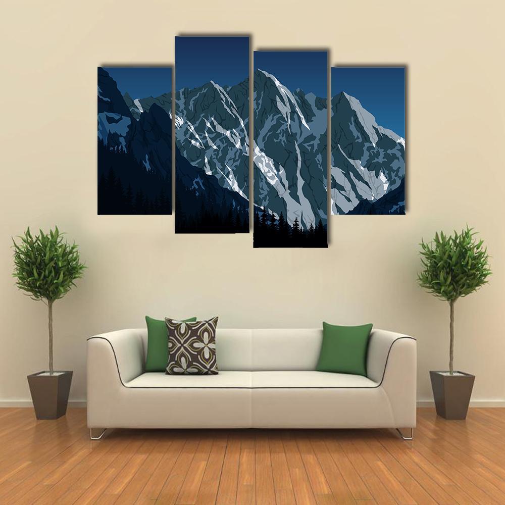 Himalayan Mountain Landscape Canvas Wall Art-4 Pop-Gallery Wrap-34" x 20"-Tiaracle