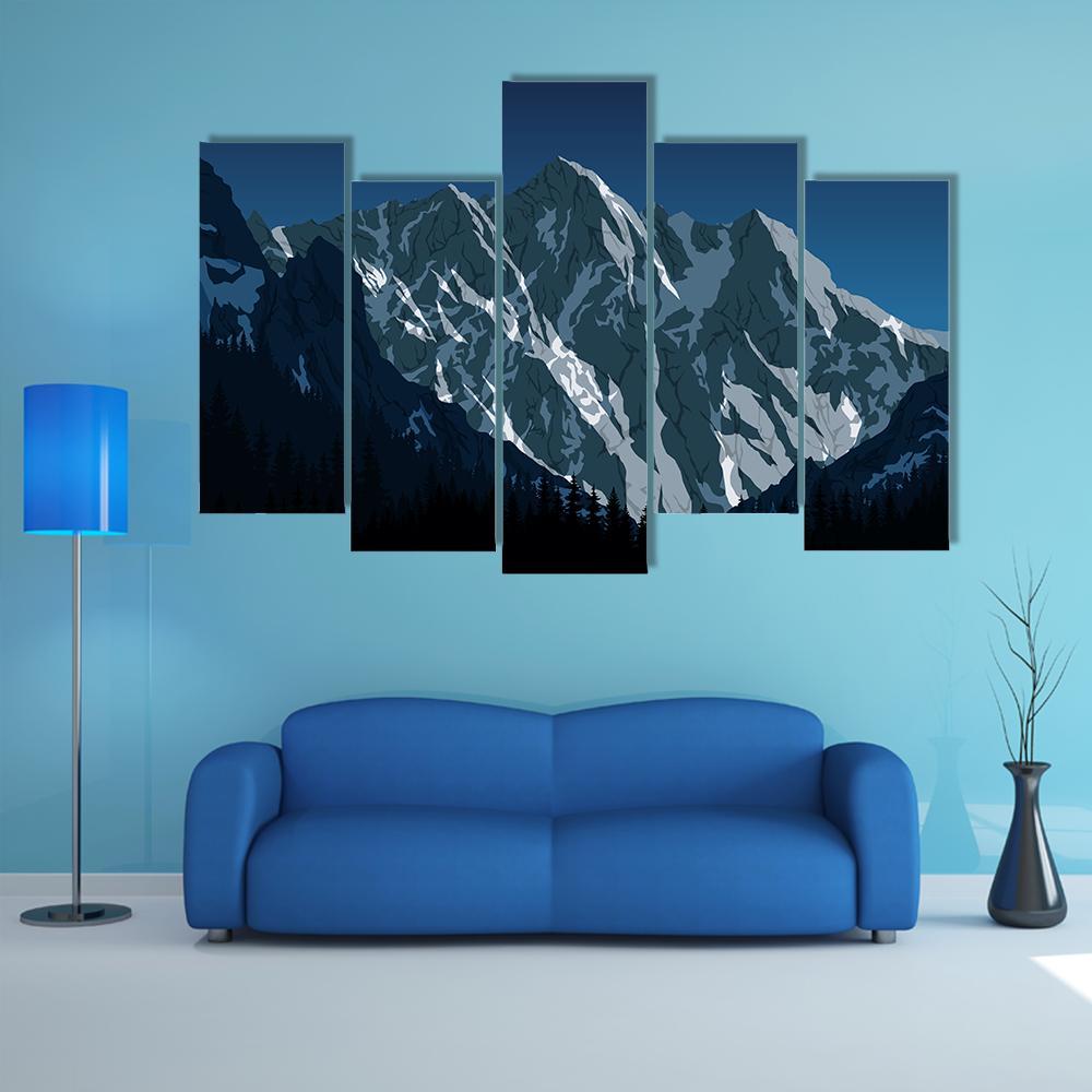 Himalayan Mountain Landscape Canvas Wall Art-5 Pop-Gallery Wrap-32" x 21"-Tiaracle