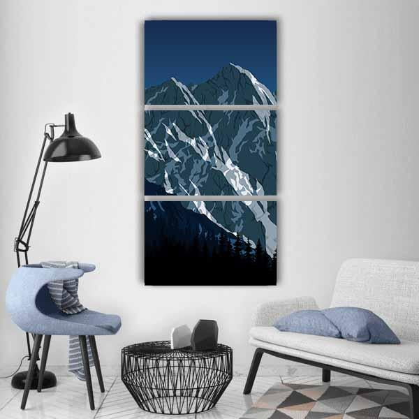 Himalayan Mountain Landscape Vertical Canvas Wall Art-3 Vertical-Gallery Wrap-12" x 25"-Tiaracle