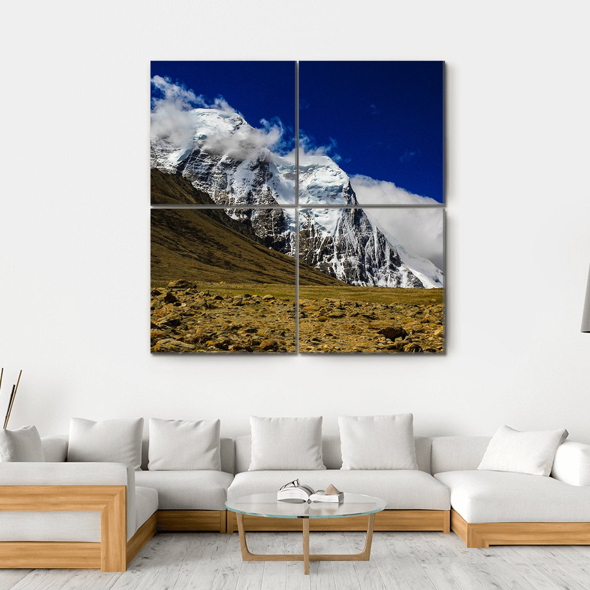 Himalayan Mountains Canvas Wall Art-4 Square-Gallery Wrap-17" x 17"-Tiaracle