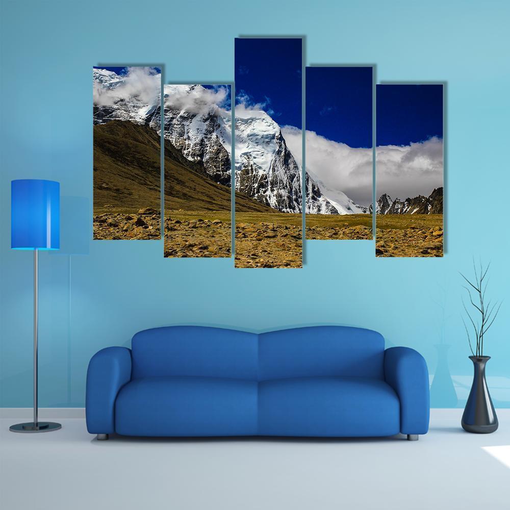 Himalayan Mountains Canvas Wall Art-5 Pop-Gallery Wrap-47" x 32"-Tiaracle