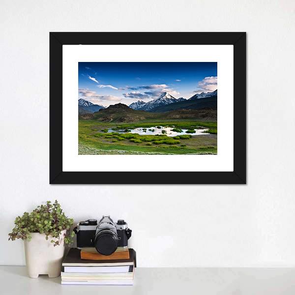 Himalayas Lake In Summer Time Canvas Wall Art-1 Piece-Framed Print-20" x 16"-Tiaracle