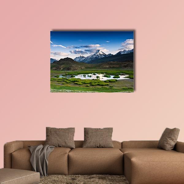 Himalayas Lake In Summer Time Canvas Wall Art-1 Piece-Gallery Wrap-48" x 32"-Tiaracle