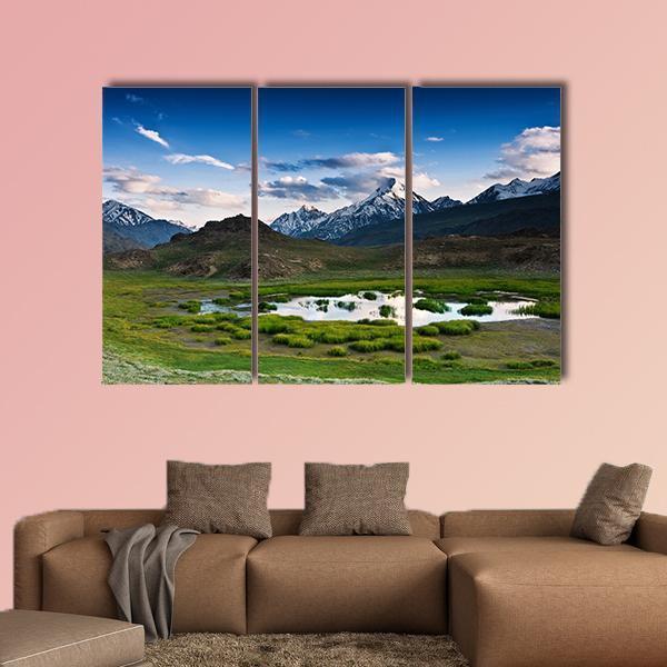 Himalayas Lake In Summer Time Canvas Wall Art-3 Horizontal-Gallery Wrap-37" x 24"-Tiaracle