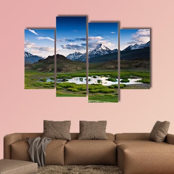 Himalayas Lake In Summer Time Canvas Wall Art-4 Pop-Gallery Wrap-50" x 32"-Tiaracle