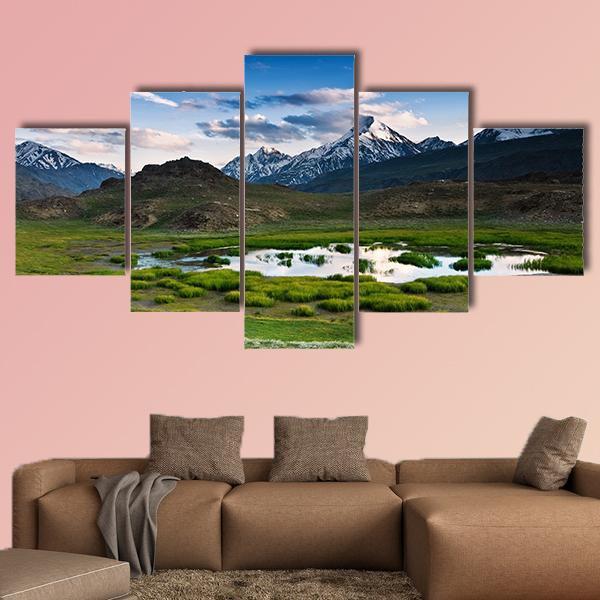 Himalayas Lake In Summer Time Canvas Wall Art-5 Pop-Gallery Wrap-47" x 32"-Tiaracle