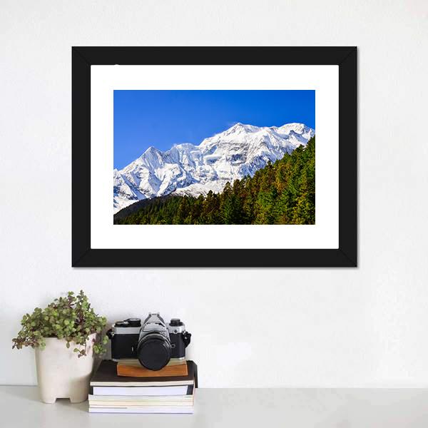 Himalayas Mountain Peak Canvas Wall Art-1 Piece-Framed Print-20" x 16"-Tiaracle