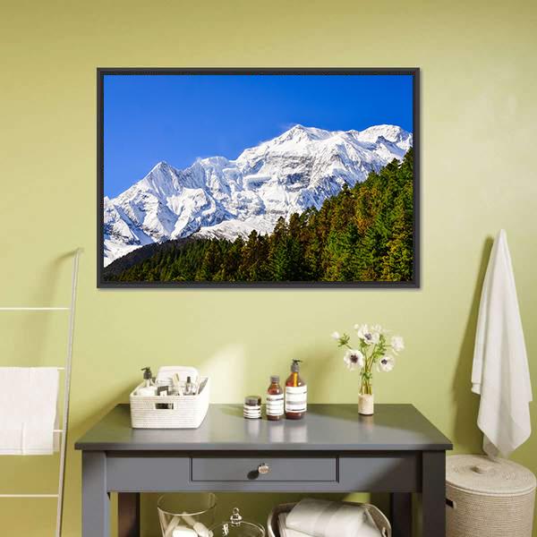 Himalayas Mountain Peak Canvas Wall Art-1 Piece-Floating Frame-24" x 16"-Tiaracle