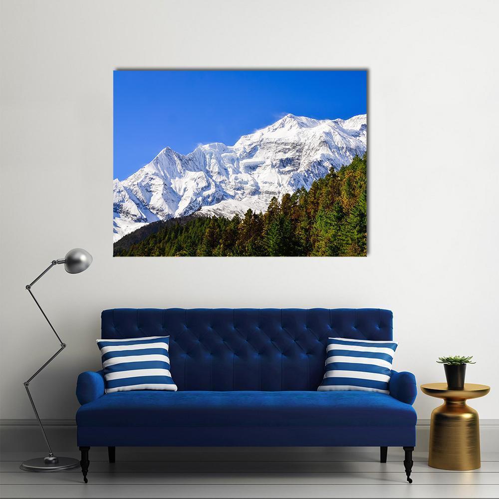 Himalayas Mountain Peak Canvas Wall Art-1 Piece-Gallery Wrap-48" x 32"-Tiaracle