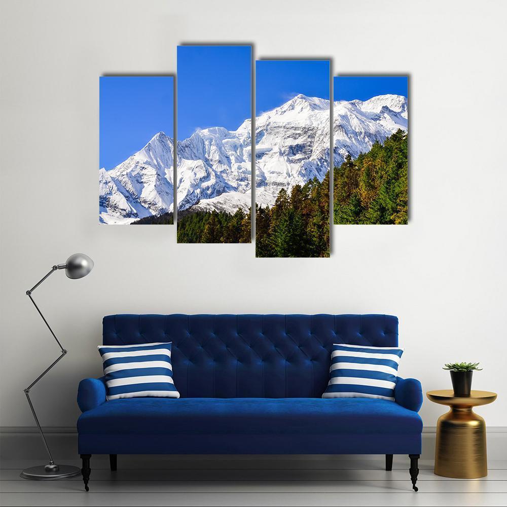 Himalayas Mountain Peak Canvas Wall Art-4 Pop-Gallery Wrap-50" x 32"-Tiaracle