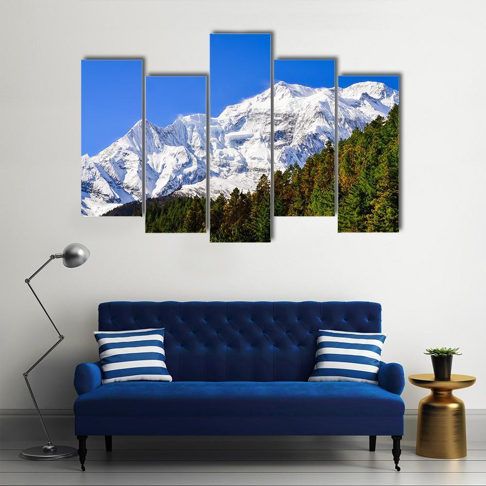 Himalayas Mountain Peak Canvas Wall Art-5 Pop-Gallery Wrap-47" x 32"-Tiaracle