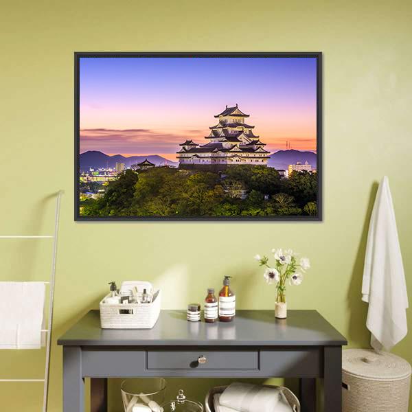Himeji Castle Japan Canvas Wall Art-1 Piece-Floating Frame-36" x 24"-Tiaracle