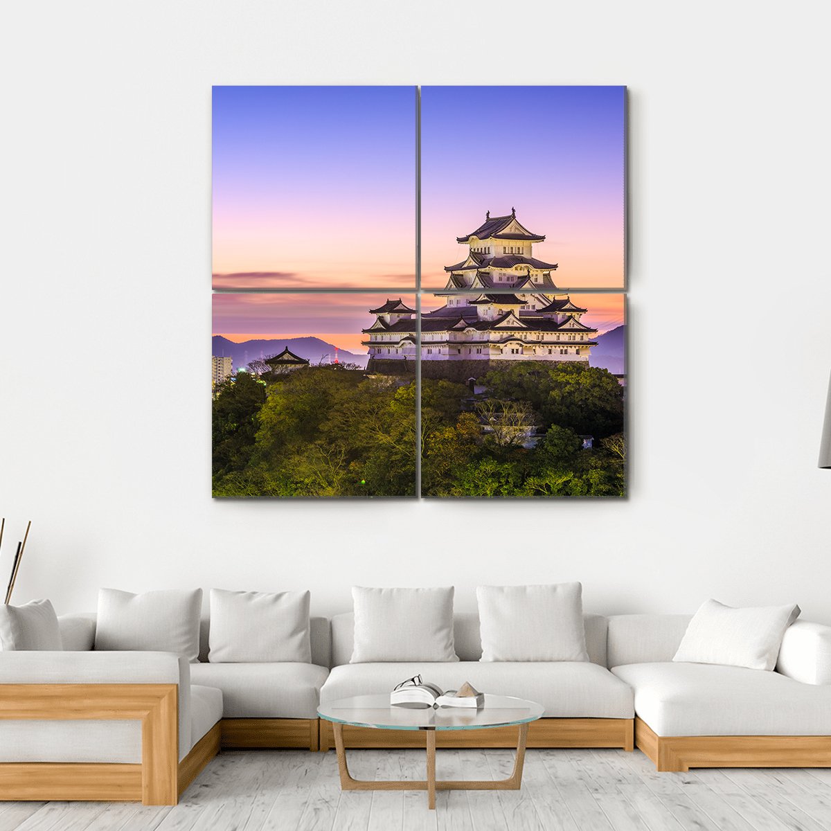 Himeji Castle Japan Canvas Wall Art-4 Square-Gallery Wrap-17" x 17"-Tiaracle