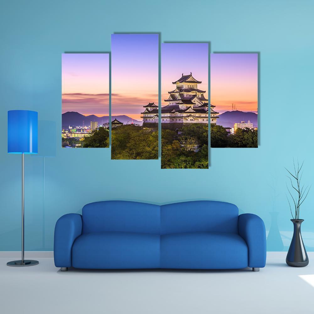 Himeji Castle Japan Canvas Wall Art-4 Pop-Gallery Wrap-50" x 32"-Tiaracle