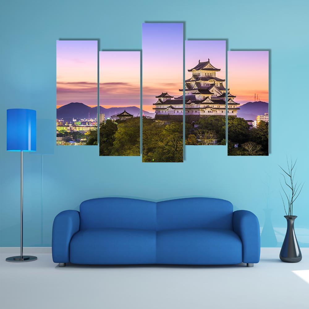 Himeji Castle Japan Canvas Wall Art-5 Pop-Gallery Wrap-47" x 32"-Tiaracle