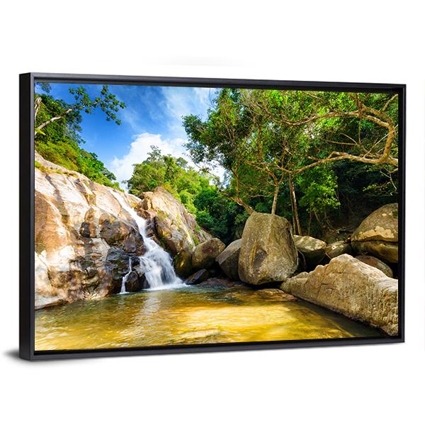 Hin Lad Waterfall Thailand Canvas Wall Art-3 Horizontal-Gallery Wrap-25" x 16"-Tiaracle