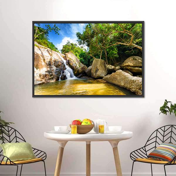Hin Lad Waterfall Thailand Canvas Wall Art-3 Horizontal-Gallery Wrap-25" x 16"-Tiaracle