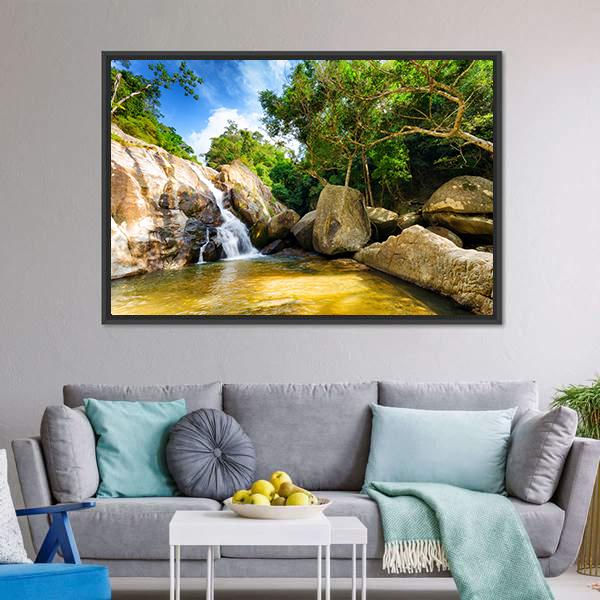 Hin Lad Waterfall Thailand Canvas Wall Art-3 Horizontal-Gallery Wrap-25" x 16"-Tiaracle