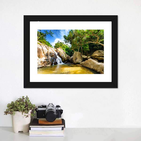 Hin Lad Waterfall Thailand Canvas Wall Art-1 Piece-Framed Print-20" x 16"-Tiaracle