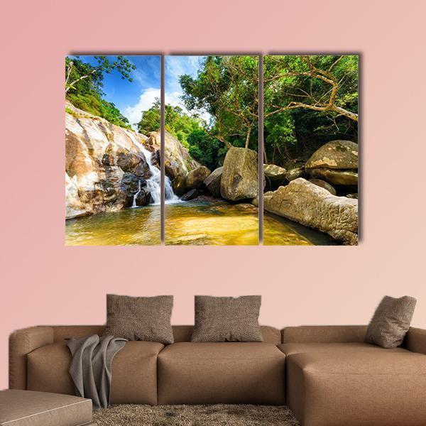 Hin Lad Waterfall Thailand Canvas Wall Art-4 Pop-Gallery Wrap-50" x 32"-Tiaracle