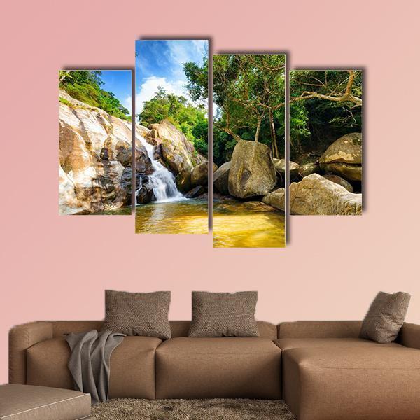 Hin Lad Waterfall Thailand Canvas Wall Art-4 Pop-Gallery Wrap-50" x 32"-Tiaracle