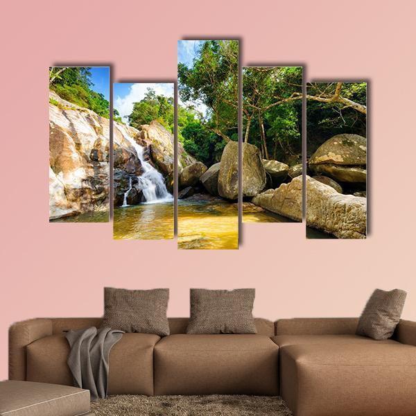 Hin Lad Waterfall Thailand Canvas Wall Art-5 Pop-Gallery Wrap-47" x 32"-Tiaracle