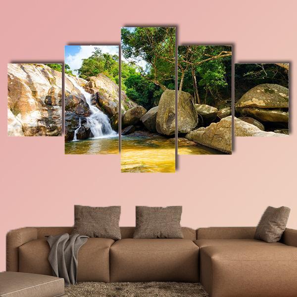 Hin Lad Waterfall Thailand Canvas Wall Art-5 Star-Gallery Wrap-62" x 32"-Tiaracle