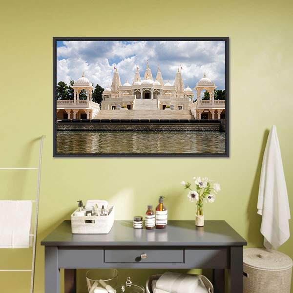 Hindu Temple Atlanta Canvas Wall Art-1 Piece-Floating Frame-24" x 16"-Tiaracle