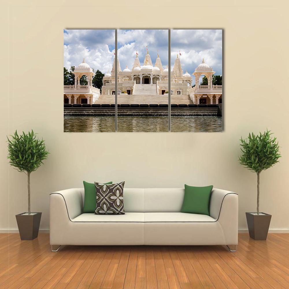 Hindu Temple Atlanta Canvas Wall Art-3 Horizontal-Gallery Wrap-37" x 24"-Tiaracle