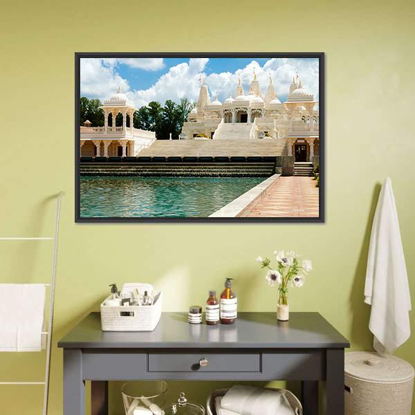 Hindu Temple In Atlanta Canvas Wall Art-1 Piece-Floating Frame-24" x 16"-Tiaracle