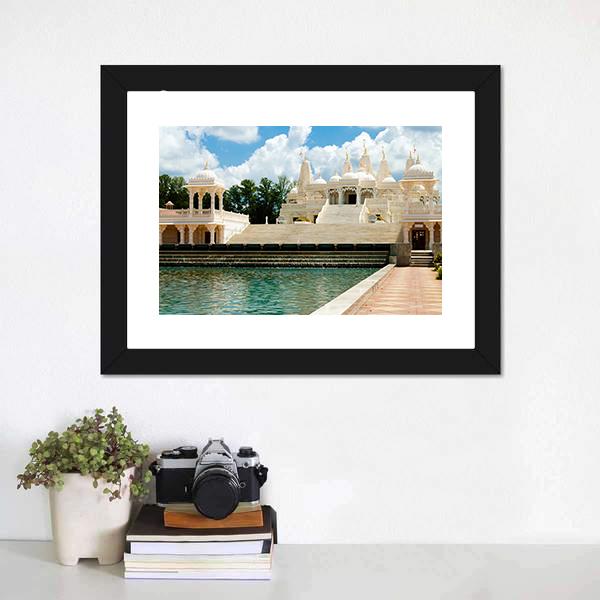 Hindu Temple In Atlanta Canvas Wall Art-1 Piece-Framed Print-20" x 16"-Tiaracle